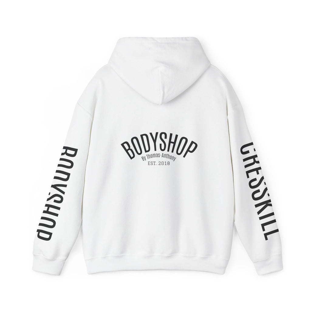 Bodyshop Logo Hoodie — Star Front & Sleeve Logo Pullover