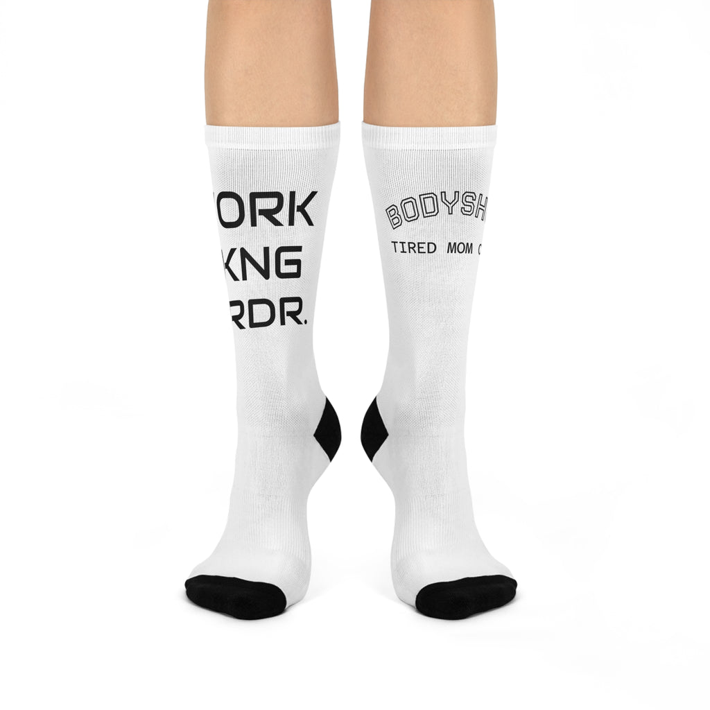 Cushioned Crew Socks — "Bodyshop: Tired Mom Club" Comfort Athletic Socks