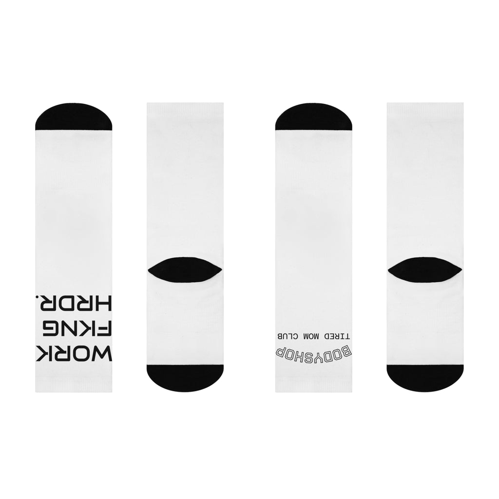 Cushioned Crew Socks — "Bodyshop: Tired Mom Club" Comfort Athletic Socks