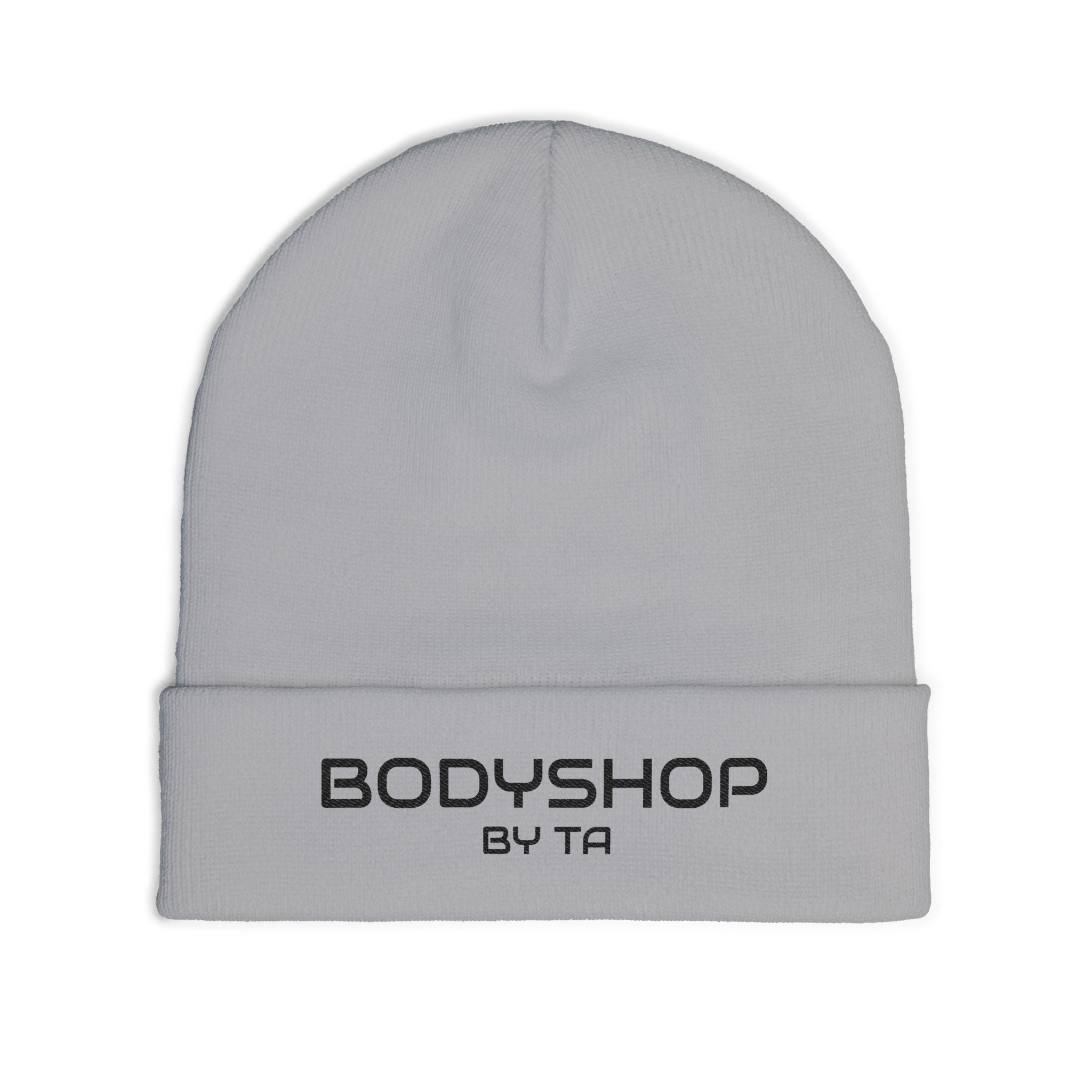 Embroidered "Bodyshop" Knit Beanie — Cozy Workwear Hat