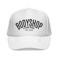 Bodyshop Trucker Cap – Vintage Arched Logo Mesh Hat (Est. 2018)