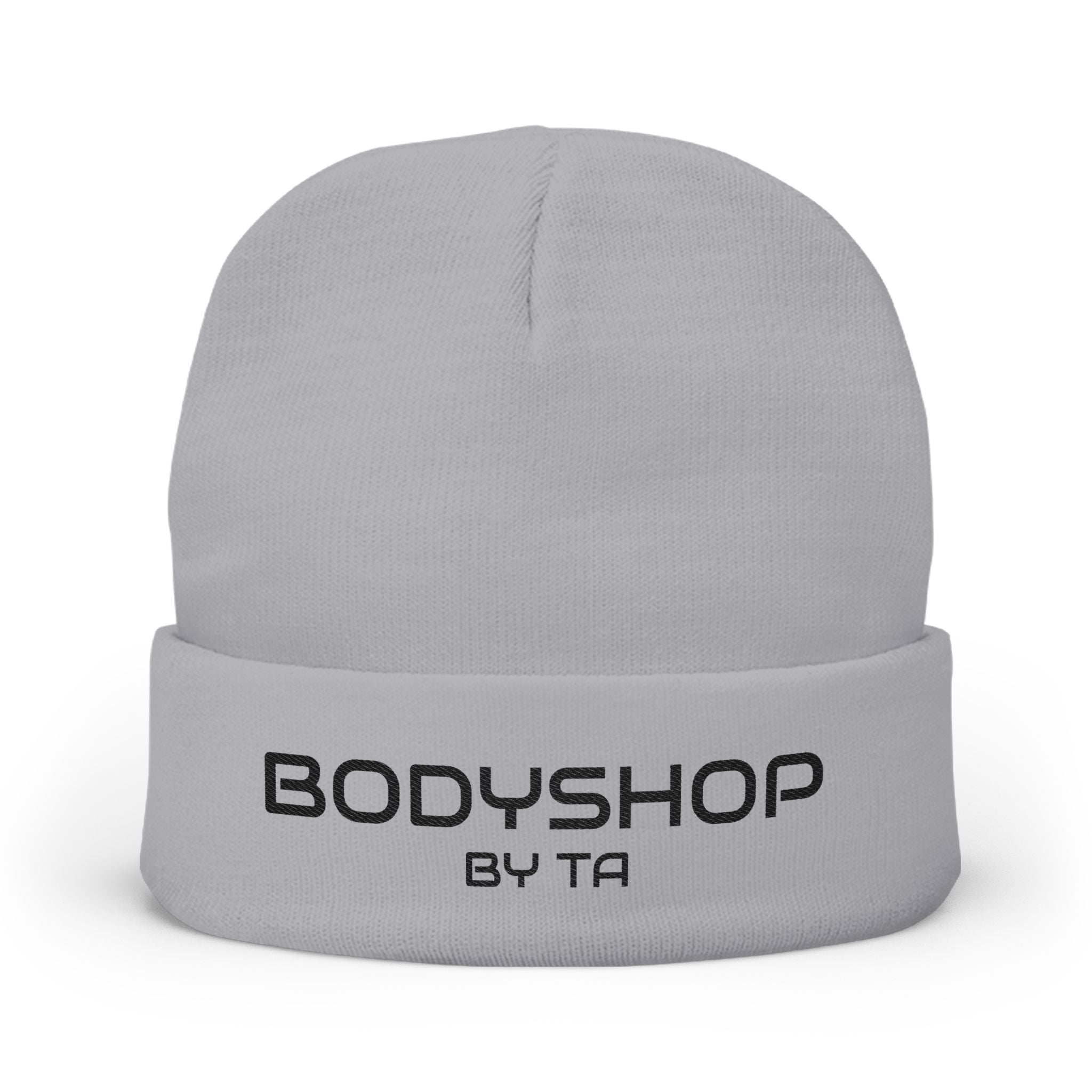 Embroidered "Bodyshop" Knit Beanie — Cozy Workwear Hat